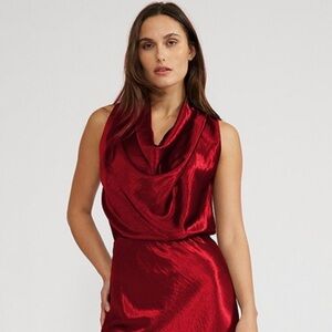 Lucyparis Dorothy Woven Statin Sleeveless V-Neck Top Size S NWT